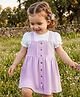 Babyoye Eco Conscious 100% Cotton Knit Half Sleeves Floral Printed Frock With Inner Tee & Eco Jiva Finish - Purple & WHite