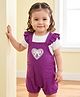 Babyoye Interlock Knit Eco Conscious Half Sleeves Dungaree & T-Shirt With Heart Embroidery & Text Print - Purple