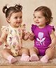 Babyoye Eco Conscious 100% Cotton Knit With Eco Jiva Finish Sleeveless Onesies With Floral Print Pack of 2 - Purple & Yellow