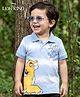 Babyhug Disney Single Jersey Knit Half Sleeves Striped Polo T-Shirt with Lion King Graphic - Blue