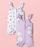 Babyoye Eco Conscious Interlock Knit Frill Sleeves Rompers with Floral Print Pack of 2 - Lavender & White
