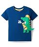 Babyhug Cotton Knit Half Sleeves T-Shirt With Dino Print & Applique - Navy Blue