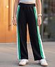 Pine Kids Knit Full Length Solid Track Pant with Tape & Button Detailing- Black