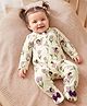 Babyoye 100% Cotton Knit Eco Conscious Full Sleeves Footed Sleepsuit With Eco Jiva Finish Fairy & Floral Print - Yellow