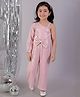 Lil' Drama Knit Off Shoulder Full Sleeves Sequins Embellished Bow Applique Detailed Jumpsuit - Pink