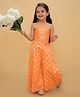 Lil' Drama Cotton Knit Sleeveless Abstract Foil Printed Jumpsuit - Orange