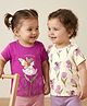 Babyoye Eco Conscious 100% Cotton Knit With Eco Jiva Finish Half Sleeves T-Shirts with Floral Foil Print Pack of 2 - Purple & Yellow