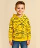 Little Marine Fleece Knit Full Sleeves Animal Printed Light Winter Hooded Sweatshirt - Yellow