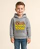 Little Marine Fleece Knit Full Sleeves Happy Today Text Printed Light Winter Hooded Sweatshirt - Grey