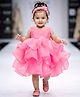 Babyhug Woven Sleeveless  Layered Glass Nylon Party Dress with Hairband - Light Pink