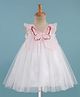 Babyhug Mesh Woven Sleeveless Party Dress With Butterfly Applique - Pink & White
