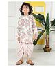 Little Bansi 100% Cotton Woven Full Sleeves Peony Printed  Kurta With Dhoti Set - Petal Pink