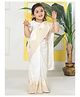Little Bansi Chanderi Cotton Woven Half Sleeves Elephant Embroidered Blouse & Wrap Around Saree Set - Cream