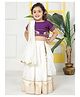 Little Bansi Chanderi Cotton Woven Half Sleeves Elephant Embroidered Choli & Lehenga With Dupatta Set - Cream