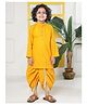 Little Bansi 100% Cotton Woven Full Sleeves Floral Embroidered Kurta & Dhoti Set - Yellow