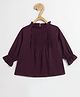 Chuppan Chupai Rayon Woven Three Fourth Sleeves Pin Tuck Detailed Top - Wine