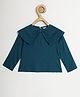Chuppan Chupai Rayon Woven Full Sleeves Bow Applique Detailed Top - Firozi