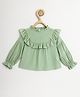 Chuppan Chupai Rayon Woven Full Sleeves Solid Ruffled Top - Mint Green