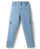 Pine Kids Denim Woven Full Length Washed Jeans With Cargo Pockets - Blue