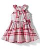 Mark & Mia Cotton Sleeveless Checkered Frock with Bow Applique - Beige