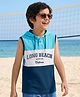 Pine Kids Cotton Knit Sleeveless Cut & Sew Hooded T-Shirt with Long Beach Print - Multicolor