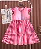 Mark & Mia Cotton Frill Sleeves Checkered Frock - Red