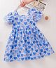 Mark & Mia Cotton Half Sleeves Heart Printed Tiered Frock - Blue