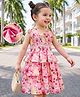 Mark & Mia Sleeveless Smocked Frock with Floral Print - Pink