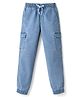 Pine Kids Cotton Elastane Woven Full Length Solid Jeans With Cargo Pockets - Light Blue