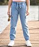 Pine Kids Cotton Elastane Woven Full Length Solid Jeans With Cargo Pockets - Light Blue