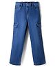 Pine Kids Denim Woven Full Length Washed Jeans With Cargo Pockets - Blue