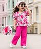 Mark & Mia Half Puffed Sleeves Printed Top & Pant Set - Pink