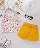 Mark & Mia Sleeveless Top & Shorts Set With Floral Print & Belt - Yellow