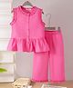 Mark & Mia Cotton Sleeveless Solid Color Top & Pant Set - Fuchsia