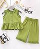 Mark & Mia Cotton Sleeveless Solid Color Top & Pant Set with Frill Detailing - Green