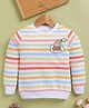 Biskid Sinker Knit Full Sleeves Striped Light Winter Sweatshirt  - Orange