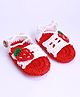 Pihoo Strawberry Applique Detailed Adjustable Crochet Booties - White
