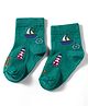 Mustang Knit Ankle Length Socks with Nautical Theme Design - Dark  Green