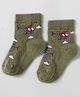 Mustang Knit Ankle Length Socks with Helicopter Design - Olive Green