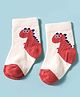 Mustang Knit Ankle Length Socks with Dino Design - White