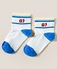 Mustang Knit Ankle Length Socks With Numbers Design - Off White & Blue