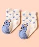 Mustang Knit Ankle Length Socks with Heart & Bear Design - White