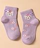 Mustang Knit Socks With Kitty & Floral Design - Lavender