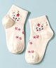 Mustang Knit Socks With Kitty & Floral Design - Off White