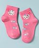Mustang Knit Socks With Kitty & Floral Design - Pink