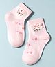 Mustang Knit Socks With Kitty & Floral Design - Light Pink