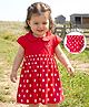 Babyhug Single Jersey Knit Cap Sleeves Polka Dotted Frock with Bloomer - Red