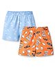 Honeyhap Premium 100% Cotton Elastane Knit with Bio Finish Boxers with Skating & Tree Print Pack of 2 - Tangerine & Baltic Sea