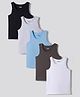 Primo Gino Cotton Elastane Knit Sleeveless Solid Colour Vests Pack of 5 - White Black & Blue
