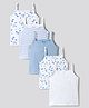 Primo Gino Cotton Elastane Knit Sleeveless  Striped Polka Dots & Floral Printed Slips Pack of 5 - Light Blue & White